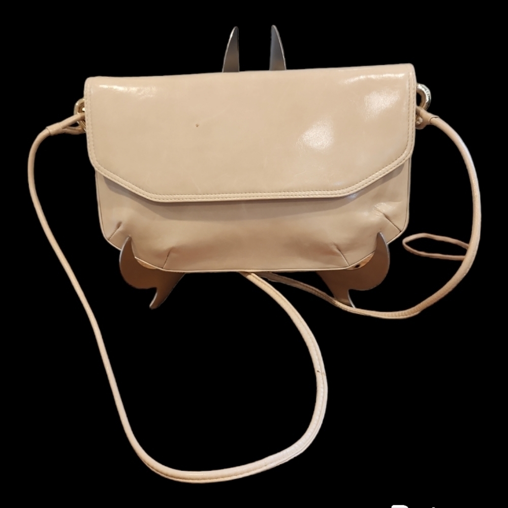Bruno Magli Cream Crossbody Bag with Structured Design